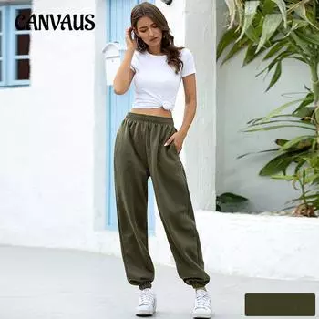 Осенние и зимние женские брюки. Удобные повседневные спортивные базовые свободные брюки на шнурке.