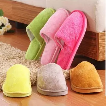 Осенние и зимние женские хлопковые тапочки, теплые нескользящие мужские тапочки для домашнего универмага для пар 37-38 розы красного