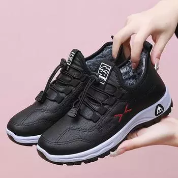 Осенние и зимние женские кроссовки Plus Velvet, толстые, водонепроницаемые, теплые туфли 41 чёрный