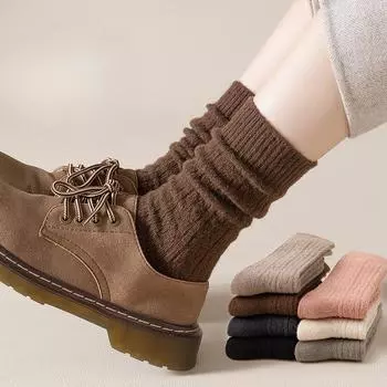 Осенние и зимние женские однотонные носки до бедра, наборные носки, японские трендовые носки до середины икры, женские One size белый