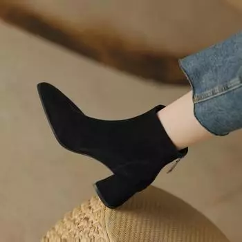 Осенние и зимние женские сапоги Прочные женские сапоги Новые модные женские сапоги Ботильоны в стиле темперамент Толстые каблуки 35