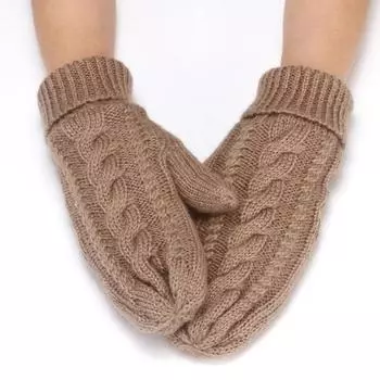 Осенние и зимние женские вязаные перчатки, теплые и толстые, плюс бархатные перчатки, мужские холодостойкие однотонные варежки для верховой езды, 1 пара