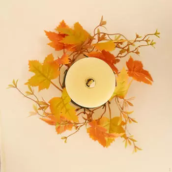Осенние искусственные листья клена свеча кольцо стол центральные украшения 7.8 дюймов диаметр деревенский многоразовый