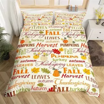 Осенние кленовые листья Осенний урожай Тема Пододеяльник Мультфильм Рождество Санта День благодарения Тыква Праздничный декор Подарки для детей 70x133cm 2pcs
