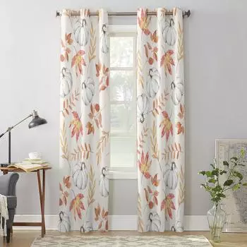 Осенние кленовые листья, тыква, современные оконные шторы для гостиной, спальни, кухонные шторы, шторы 135W x 60H(cm) x1