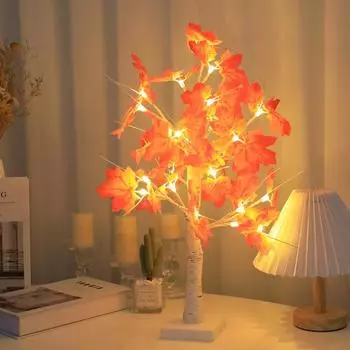 Осенние кленовые огни с функцией таймера, регулируемые ветки, работающие от батареек/USB, искусственный клен со светодиодными лампами белый