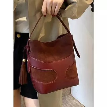Осенние коричневые женские сумки-ведра, новые повседневные сумки через плечо большой емкости, женская модная сумка через плечо для поездок на работу