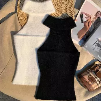 Осенние красивые элегантные однотонные топы с открытой спиной для женщин, французская мода, шикарные сексуальные тонкие топы для девочек, новый дизайн, эстетика, винтажная одежда S чёрный