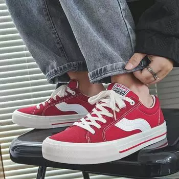 Осенние красные низкие парусиновые туфли для пар, мужские универсальные повседневные туфли для скейтбординга, мужские, размер S 35