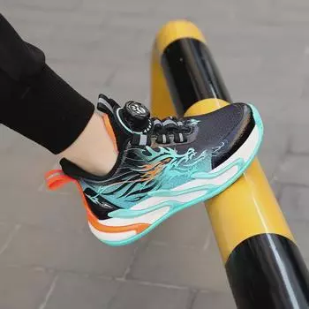 Осенние кроссовки для мальчиков из дышащей сетки 2025 года с нескользящей подошвой и вращающейся пряжкой 31