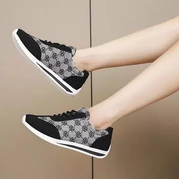 Осенние кроссовки женские на плоской подошве повседневные удобные туфли модные универсальные шнурованные прогулочные женские туфли Zapatos De Mujer Tendencia 43 35 чёрный