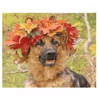 Осенние листья немецкая овчарка 5D Diy Алмазная картина Полный круглый узор Алмазная вышивка 20X30CM