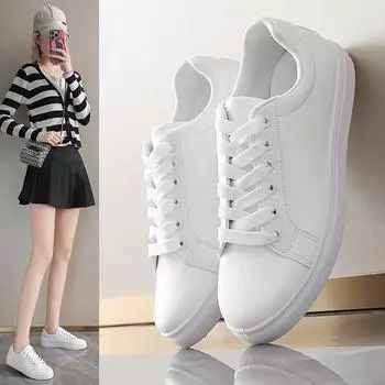 Осенние маленькие белые туфли женские корейские версии модные туфли для досок тренд универсальные повседневные туфли большого размера для женщин 36 белый