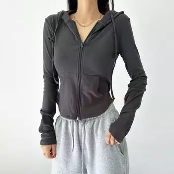 Осенние модные укороченные толстовки, женские толстовки на молнии, корейские модные толстовки с капюшоном, милый укороченный топ с длинными рукавами, сексуальный тонкий S абрикосовый