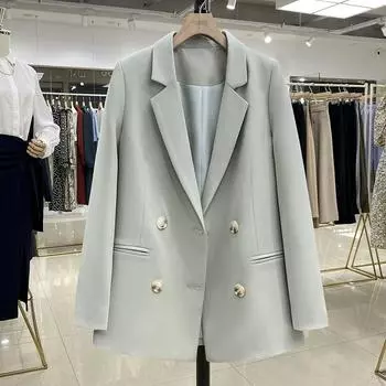 Осенние модные женские пиджаки в английском стиле, двубортное женское пальто с надрезом S