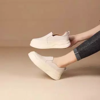 Осенние мокасины 8 см на платформе, туфли на плоской подошве, белые туфли без застежек, повседневные туфли, женские кроссовки Slipony, дышащие, удобные, летние кроссовки 35