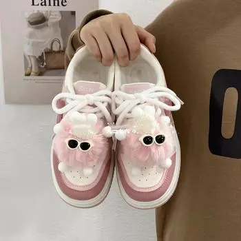 Осенние мягкие туфли Sister Niche Pink Big Head Bread на платформе для женщин 2024 года, новые популярные универсальные повседневные туфли для сноуборда Tide 88 stock shoes