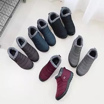 Осенние мужские ботинки, легкая зимняя обувь для мужчин, зимние ботинки, непромокаемая зимняя обувь, зимние ботинки без шнуровки больших размеров 36 чёрный