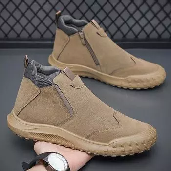 Осенние мужские ботинки с боковой молнией для отдыха, водонепроницаемая рабочая обувь, модные кожаные ботинки 39