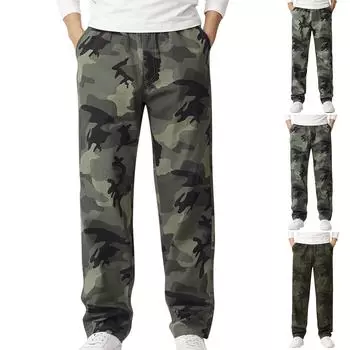Осенние мужские брюки-карго мужские повседневные прямые камуфляжные брюки-карго мужские L армия зеленый