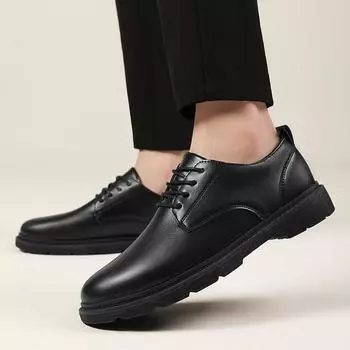 осенние мужские деловые кожаные туфли мужские британские низкие мужские туфли на шнуровке модные универсальные туфли с ярким лицом 41
