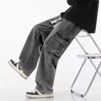 Осенние мужские джинсы-карго, мешковатые, американские, уличного стиля, с карманами Y2K, модные, уличные, винтажные, широкие брюки XXXL жёлтый