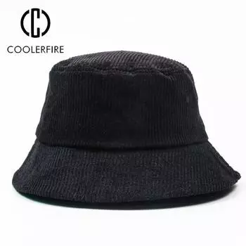 Осенние мужские и женские шляпы-рыбаки, модные вельветовые шляпы для любителей, модные ведра, универсальные трендовые рыбацкие шляпы ярких цветов HC213 One Size чёрный