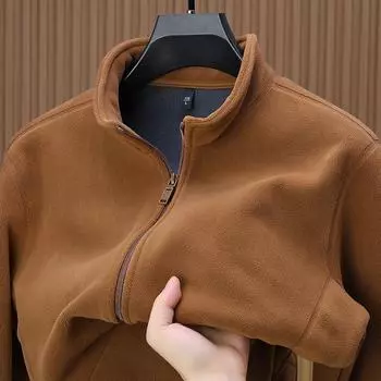 Осенние мужские кардиганы из флиса, толстовки, мужские куртки на молнии с воротником-стойкой, однотонные пальто Y2K Vintage, базовый спортивный костюм 2XL чёрный