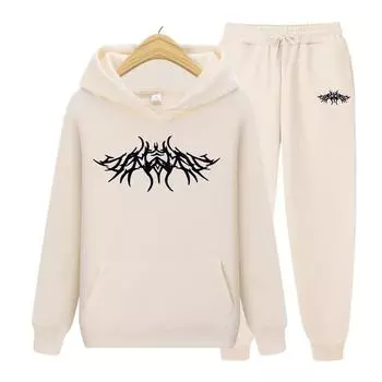 Осенние мужские комплекты с капюшоном + брюки, однотонный мужской костюм с капюшоном, комплект из двух предметов, толстовка с капюшоном, женская толстовка S