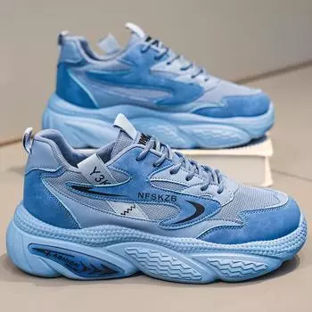 Осенние мужские кожаные кроссовки повседневные спортивные высококачественные водонепроницаемые туфли с толстой подошвой модные универсальные износостойкие 39 чёрный