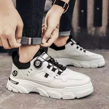 Осенние мужские кроссовки, новые дышащие рабочие туфли, модные туфли на толстой подошве, нескользящие повседневные туфли для скейтбординга, ботильоны 39 бежевый