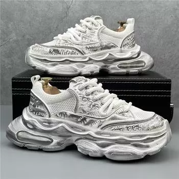 Осенние мужские повседневные кроссовки на платформе для бега спортивная обувь мужская теннисная обувь массивные кроссовки для ходьбы бег трусцой обувь 38 чёрный