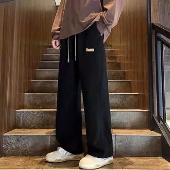 Осенние мужские прямые джинсы сине-серого цвета с завязками Y2K, повседневные широкие джинсы в уличном стиле, мужские мешковатые брюки, универсальные свободные широкие брюки XXXXXL светло-синий