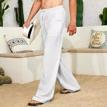 Осенние мужские свободные брюки Повседневные брюки с застежкой спереди, кулиской и карманами, прямые штанины, удобные и мягкие брюки S