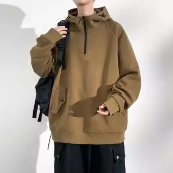 Осенние мужские толстовки больших размеров с капюшоном, свободные толстовки с капюшоном на молнии, пуловеры, уличная одежда, спортивная одежда XXXXXXXXL чёрный