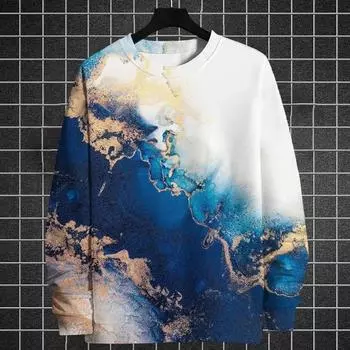 Осенние мужские толстовки Футболки с длинным рукавом с 3D-принтом Топы Мужские толстовки с капюшоном больших размеров Толстовки Пуловеры S