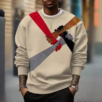 Осенние мужские толстовки с круглым вырезом, 3D-принт с изображением руки, футболка с длинным рукавом для мужчин, толстовки в стиле ретро, повседневный свободный пуловер 2024 S