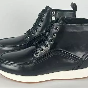 Осенние мужские высокие сапоги из конской кожи первого слоя, модная кожаная ручная работа, высококачественная дышащая деловая повседневная мужская обувь 38 чёрный