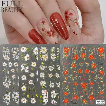 Осенние наклейки для ногтей, наклейки для дизайна ногтей, красочные слайдеры, декор для маникюра