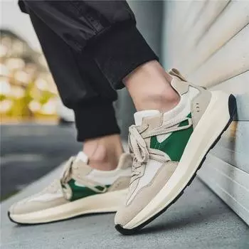 Осенние низкие мужские кроссовки на толстой подошве со шнуровкой для подростков 42 бежевый
