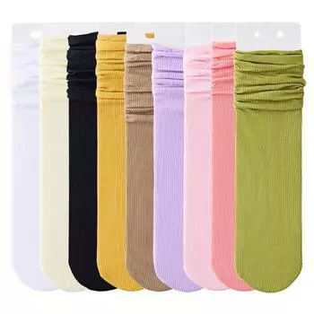 Осенние носки женские тонкие носки для льда носки без косточек ворсовые носки черно-белые однотонные носки для льда носки средней длины average size/10pcs чёрный