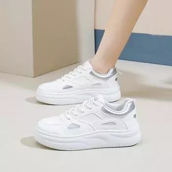 Осенние новинки дышащие белые туфли для женщин повседневные туфли на низком каблуке туфли на платформе для женщин 35 белый