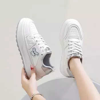 Осенние новинки, дышащие белые туфли, женские повседневные туфли на платформе, туфли на платформе 35
