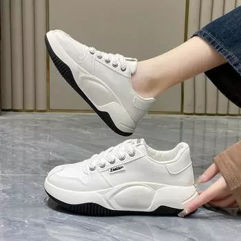 Осенние новинки, дышащие белые туфли, женские повседневные туфли на платформе, туфли на платформе 35 бежевый