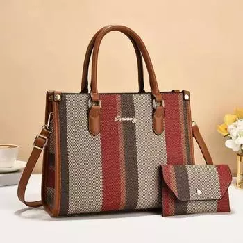 Осенние новинки женских кошельков и сумок Универсальная модная полосатая женская сумка через плечо Новая женская сумка-тоут на одно плечо