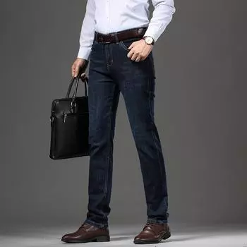 Осенние новые эластичные деловые мужские прямые узкие джинсы, мужские брюки, повседневные брюки 29