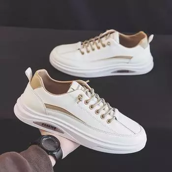 Осенние новые белые туфли, модная мужская обувь, повседневные дышащие спортивные кроссовки в корейском стиле, кожаная обувь 39 серый