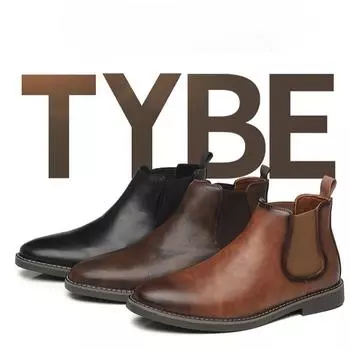 Осенние новые ботинки челси для мужчин, черные мужские ботинки, модные зимние ботинки без застежек, ботинки в стиле ретро для мотоциклистов 38 чёрный