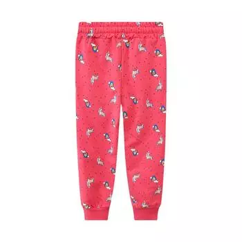 Осенние новые детские спортивные брюки в европейском и американском стиле для девочек брюки-единороги 80 розовый