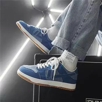 Осенние новые джинсовые мужские туфли, студенческие повседневные спортивные туфли с низким берцем Dunk Sb для мужчин 39 чёрный